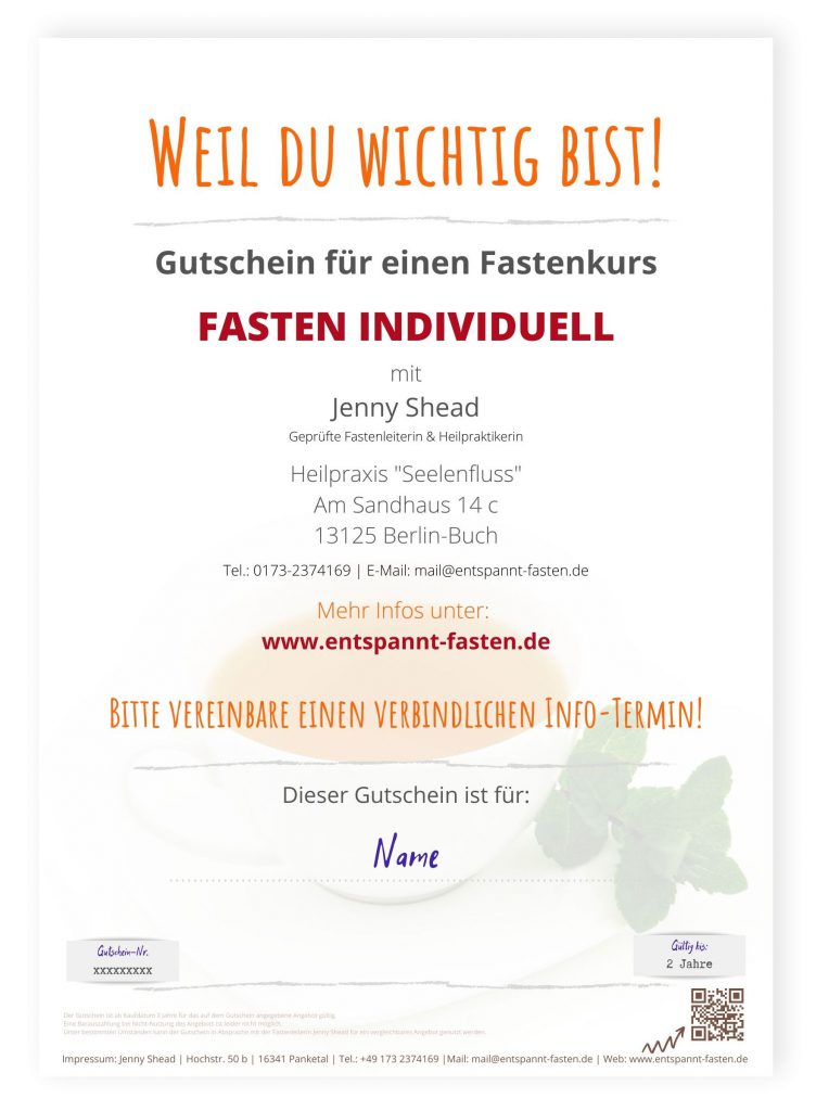 Gutschein Fasten individuell